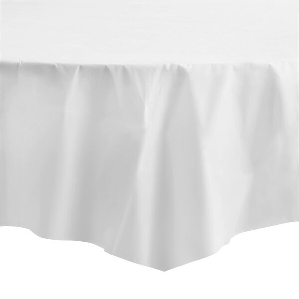 *WHOLESALE* 84'' Round White Table Cloth Plastic Disposable 36/Case