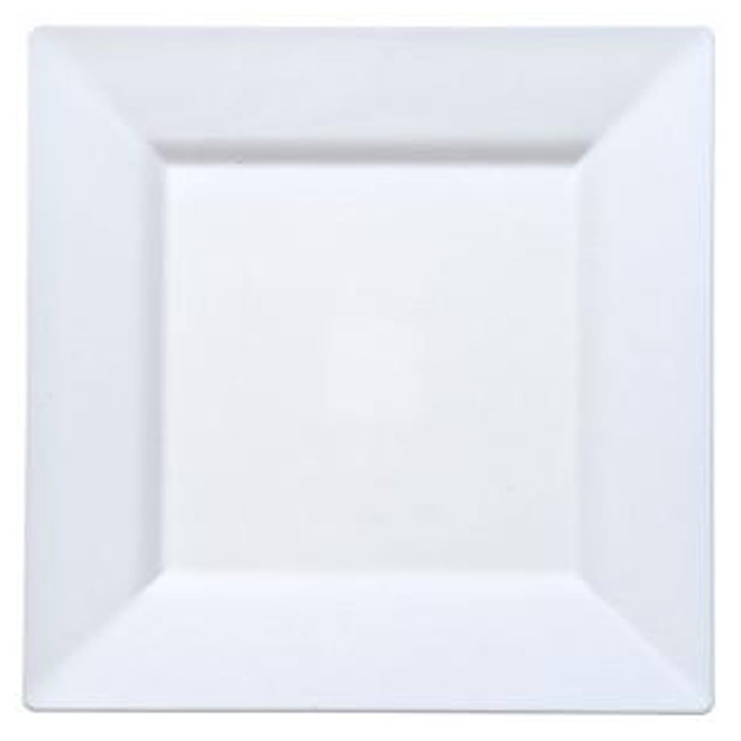 10.75" White Plates Square Plastic Dinner