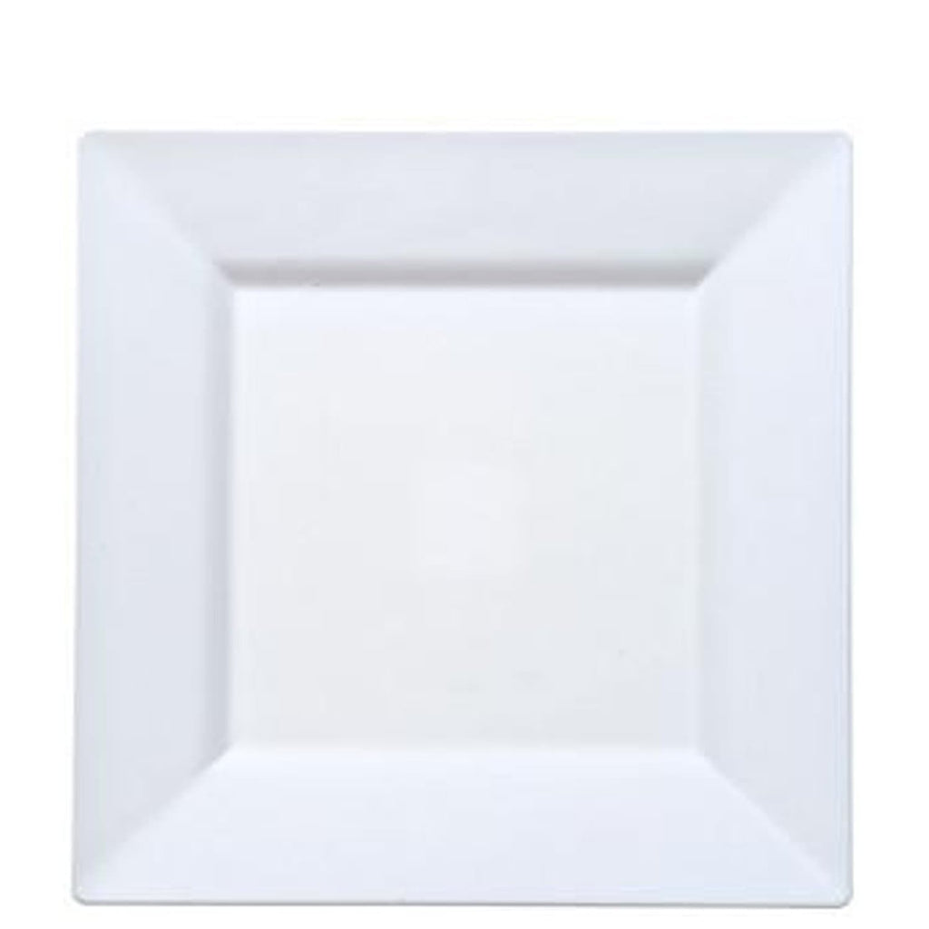 9.5" White Plates Square Plastic Dinner