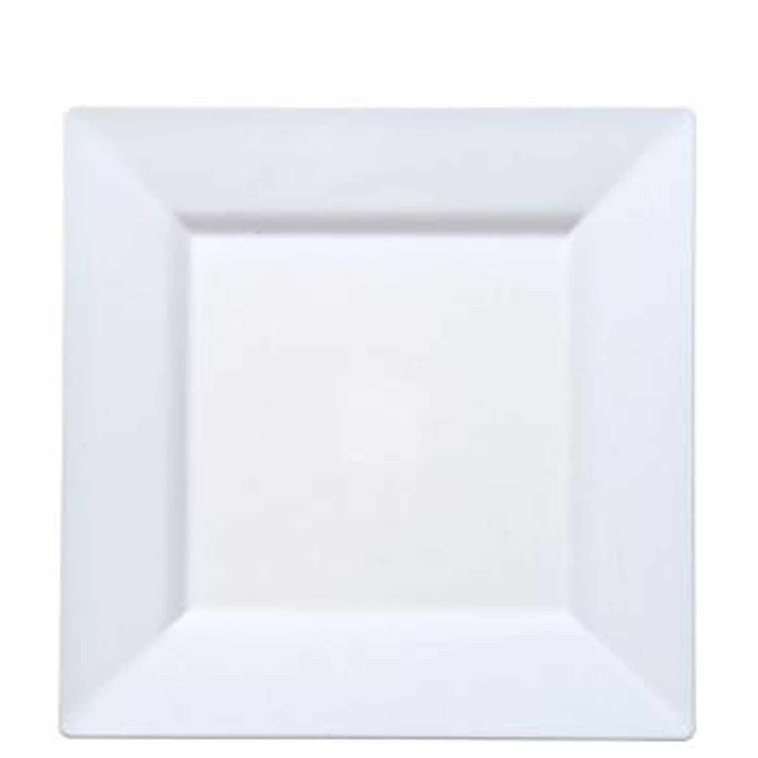 9.5" White Plates Square Plastic Dinner