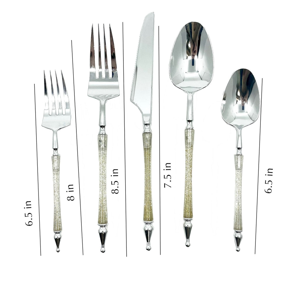 Sophisticated Cutlery Glitter Gold/Silver Disposable Plastic 40 pack