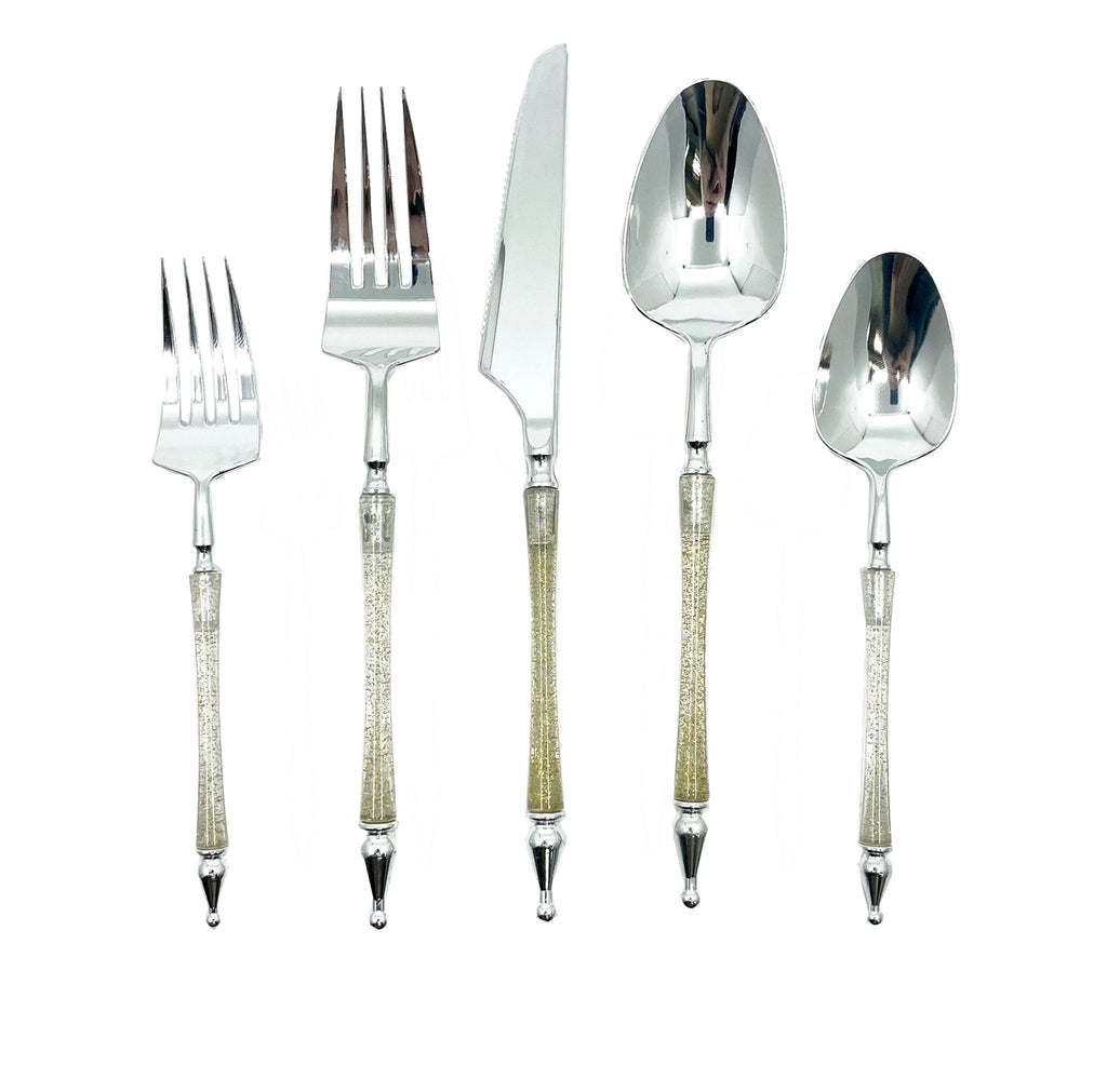 Sophisticated Cutlery Glitter Gold/Silver Disposable Plastic 40 pack