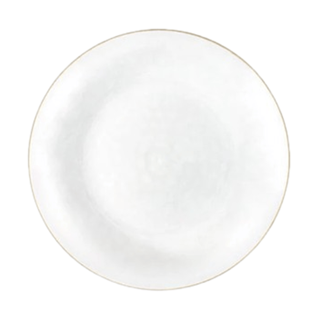 Organic Hammered 7" White with Gold Rim Appetizer/Dessert Plate