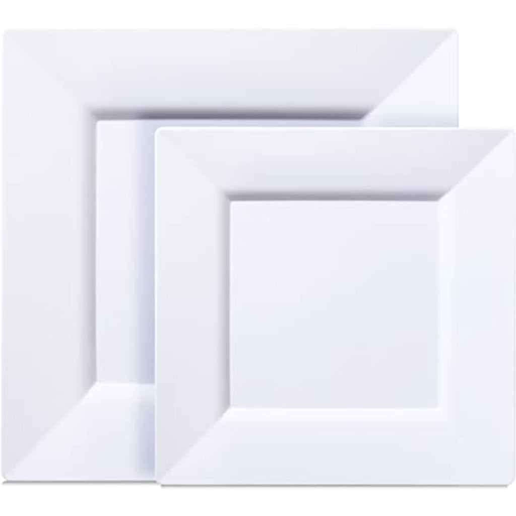10.75" White Plates Square Plastic Dinner