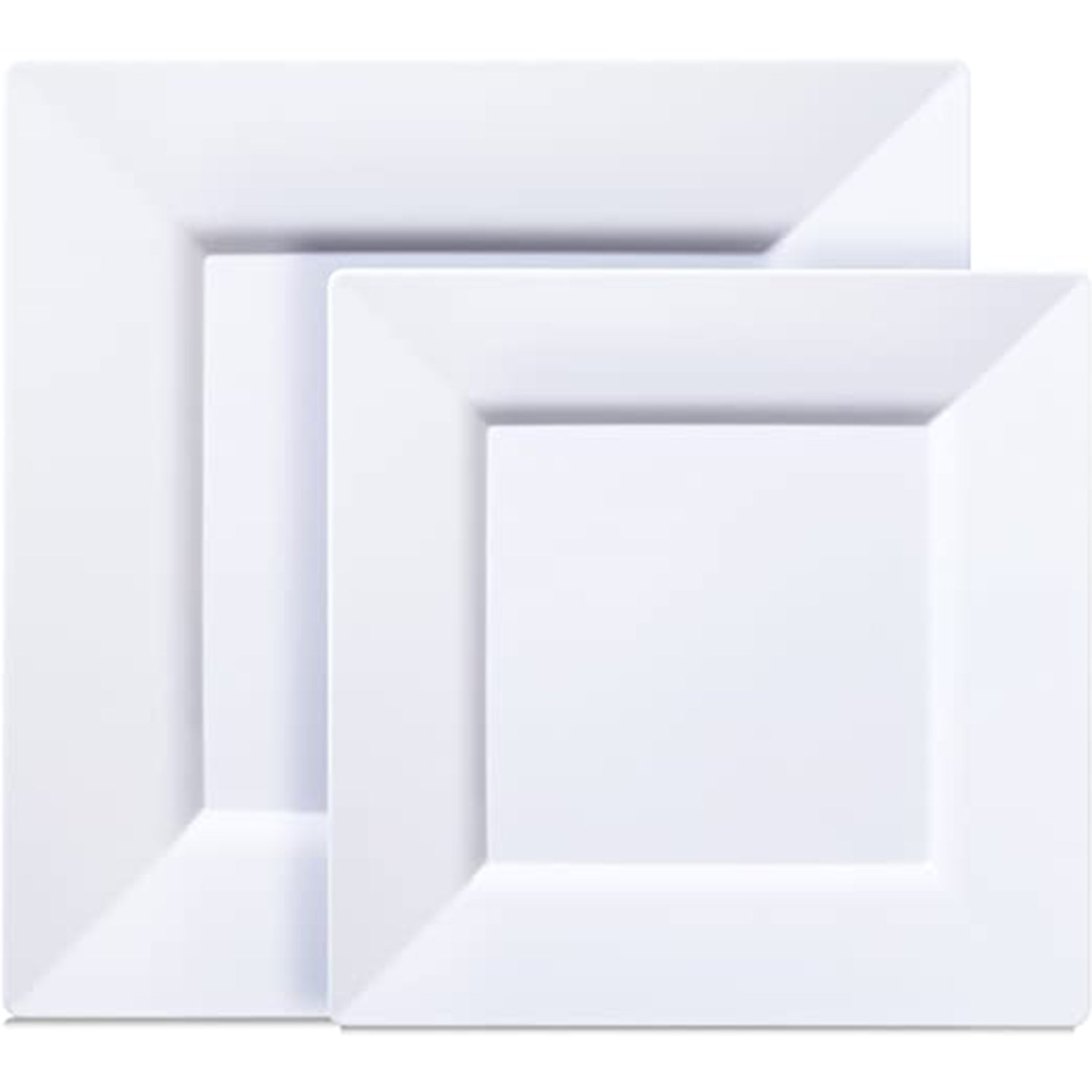 8" White Plates Square Plastic Dinner