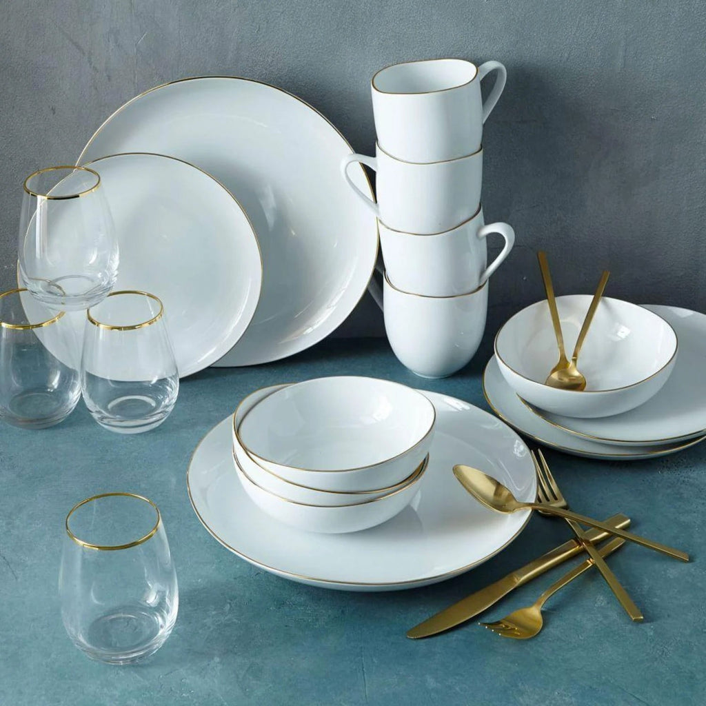 Organic 10.25" Plastic White Gold Rim Dinner Plate