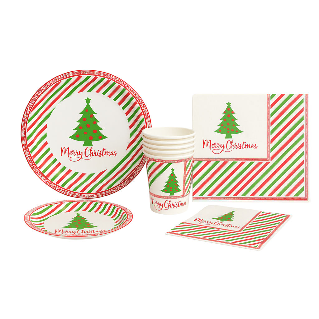 Christmas 9" Tree Paper Disposable Dinner Plates: 8 Pack
