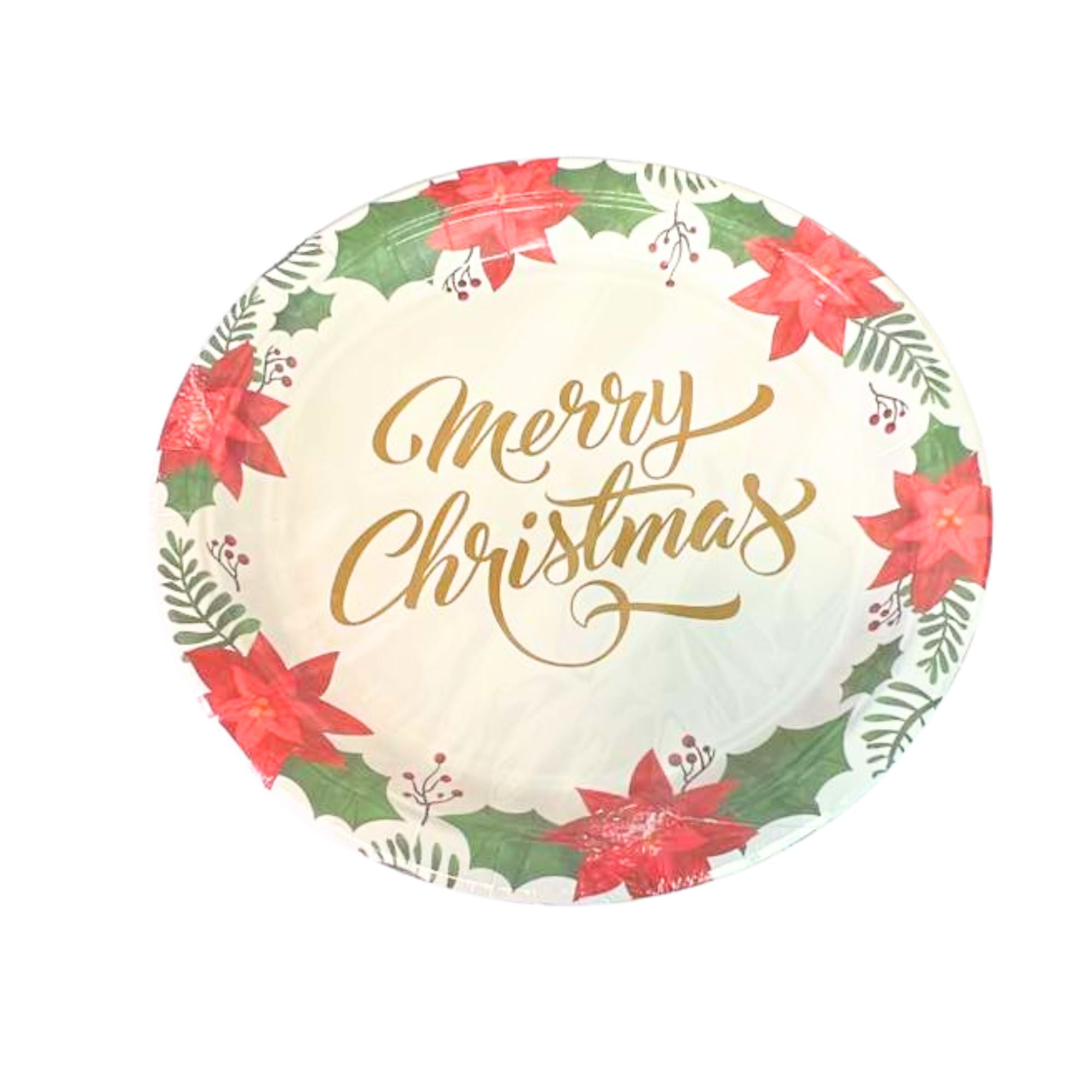 Christmas 7" Paper Dessert Disposable Dinner Plate: 8 Pack