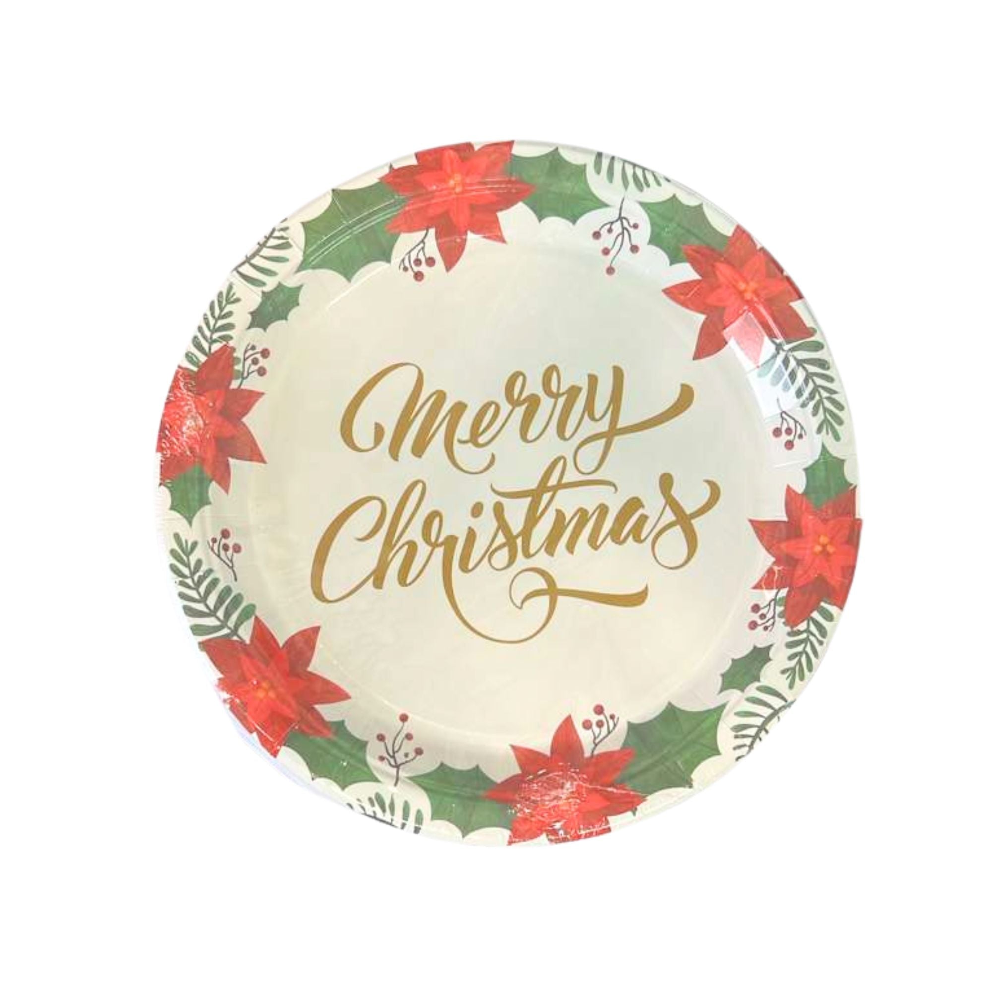Christmas 7" Paper Dessert Disposable Dinner Plate: 8 Pack