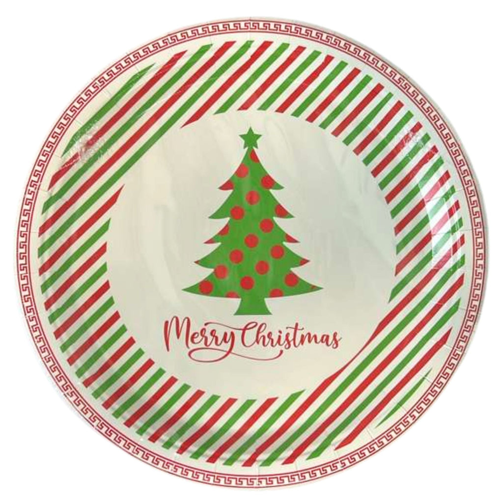 Christmas 9" Tree Paper Disposable Dinner Plates: 8 Pack
