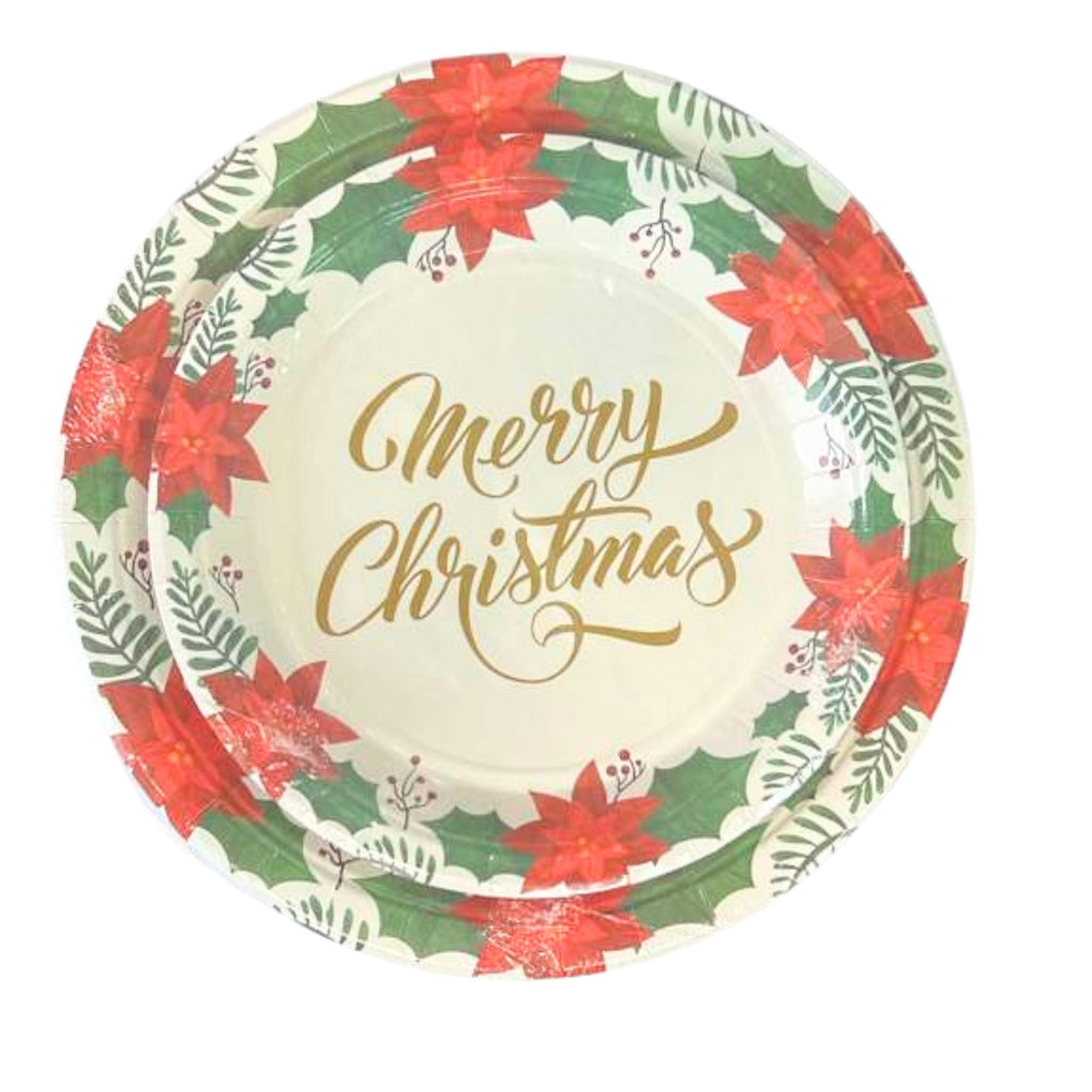 Christmas 7" Paper Dessert Disposable Dinner Plate: 8 Pack