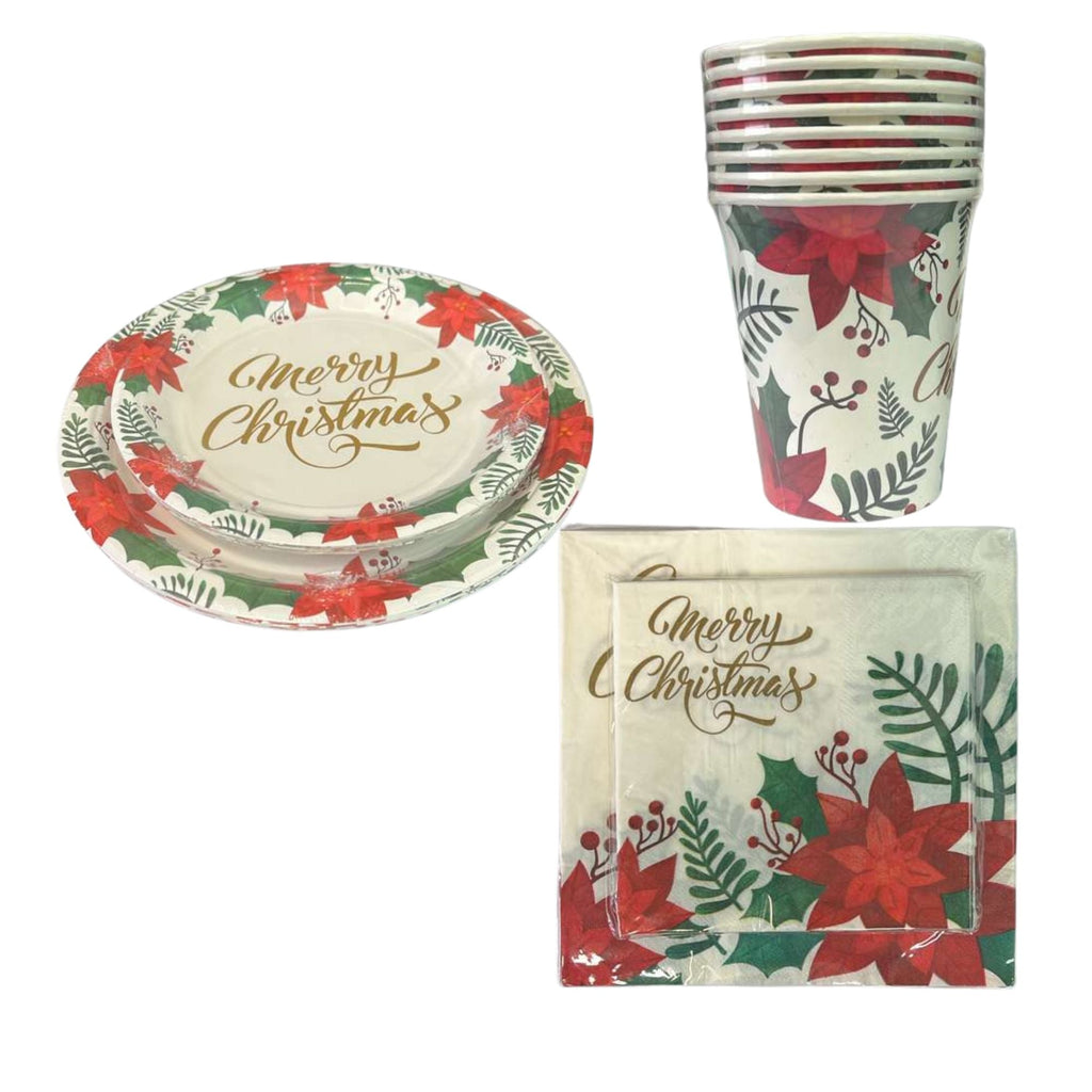 Christmas 7" Paper Dessert Disposable Dinner Plate: 8 Pack