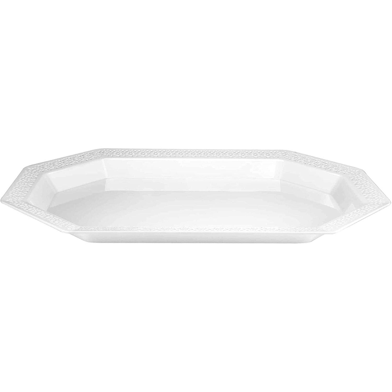 12"X18" White Tray Lacetagon Heavy Weight Plastic