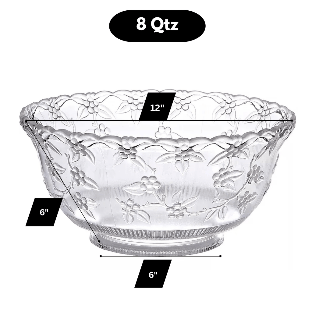8 Quart Clear Premium EXTRA Heavy Weight Plastic Punch Bowl