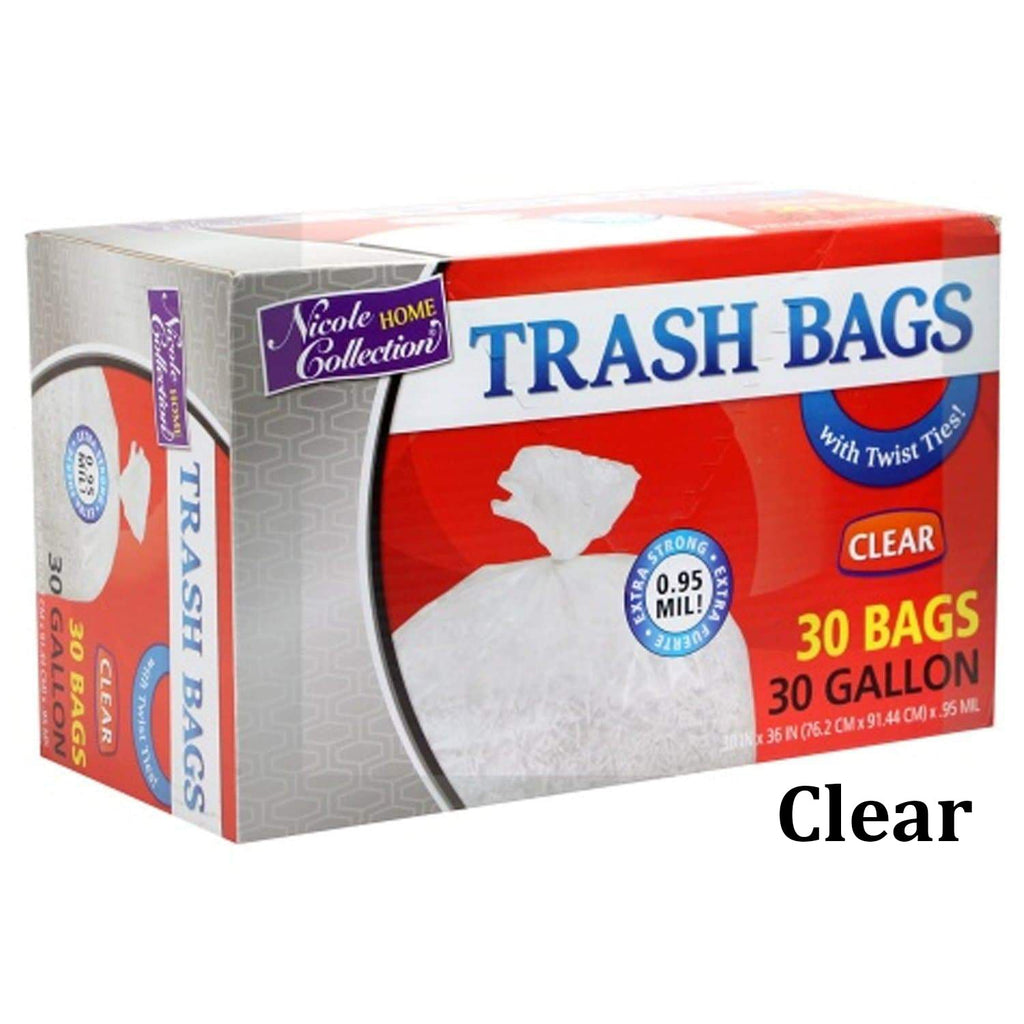 30 Gallon plastic Clear Trash Bags