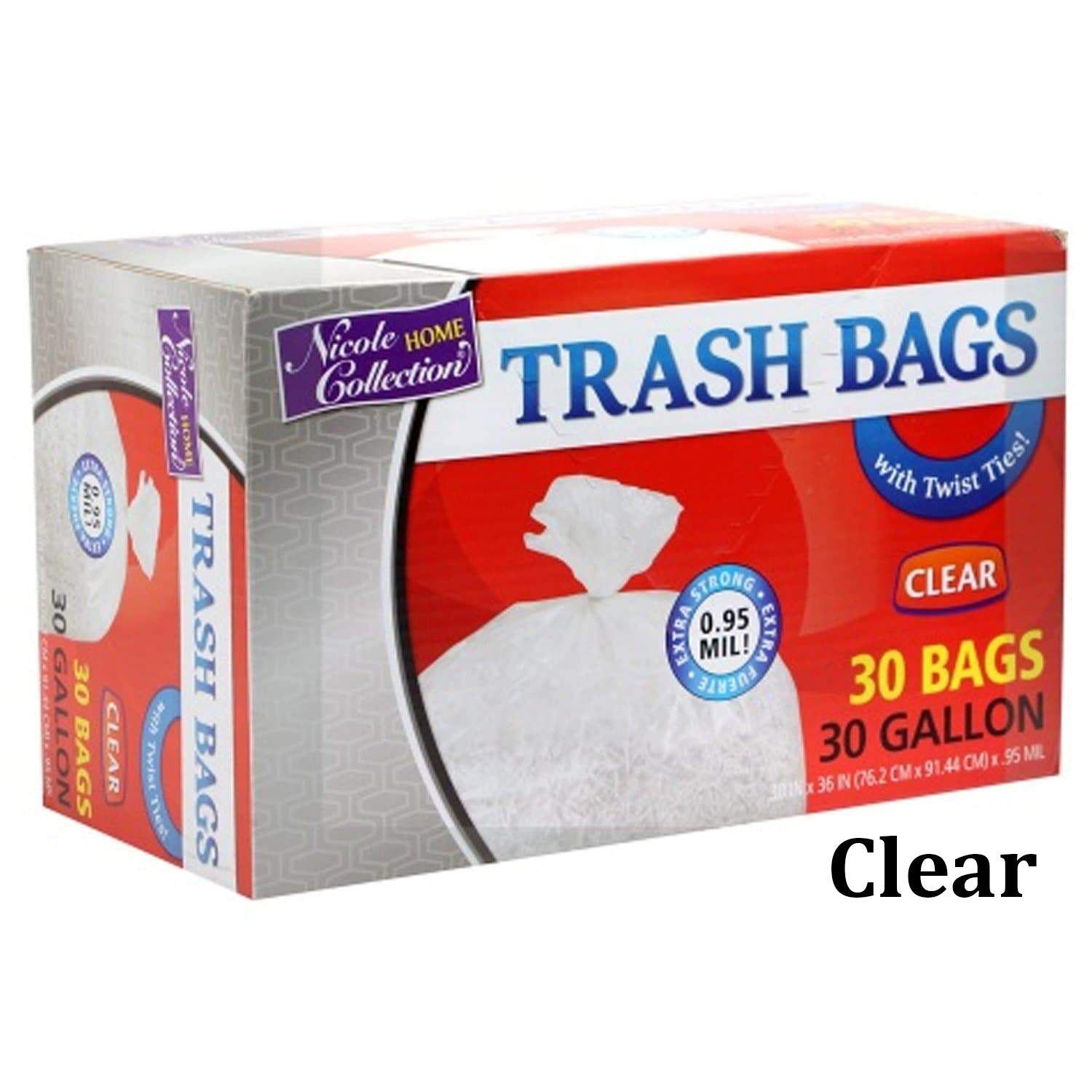 30 Gallon plastic Clear Trash Bags
