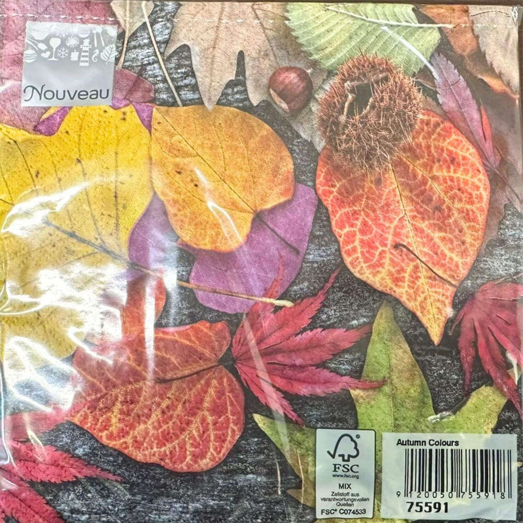 Paper lunch Napkins Autumn Colors Mix Flower Pattern 20 Pack