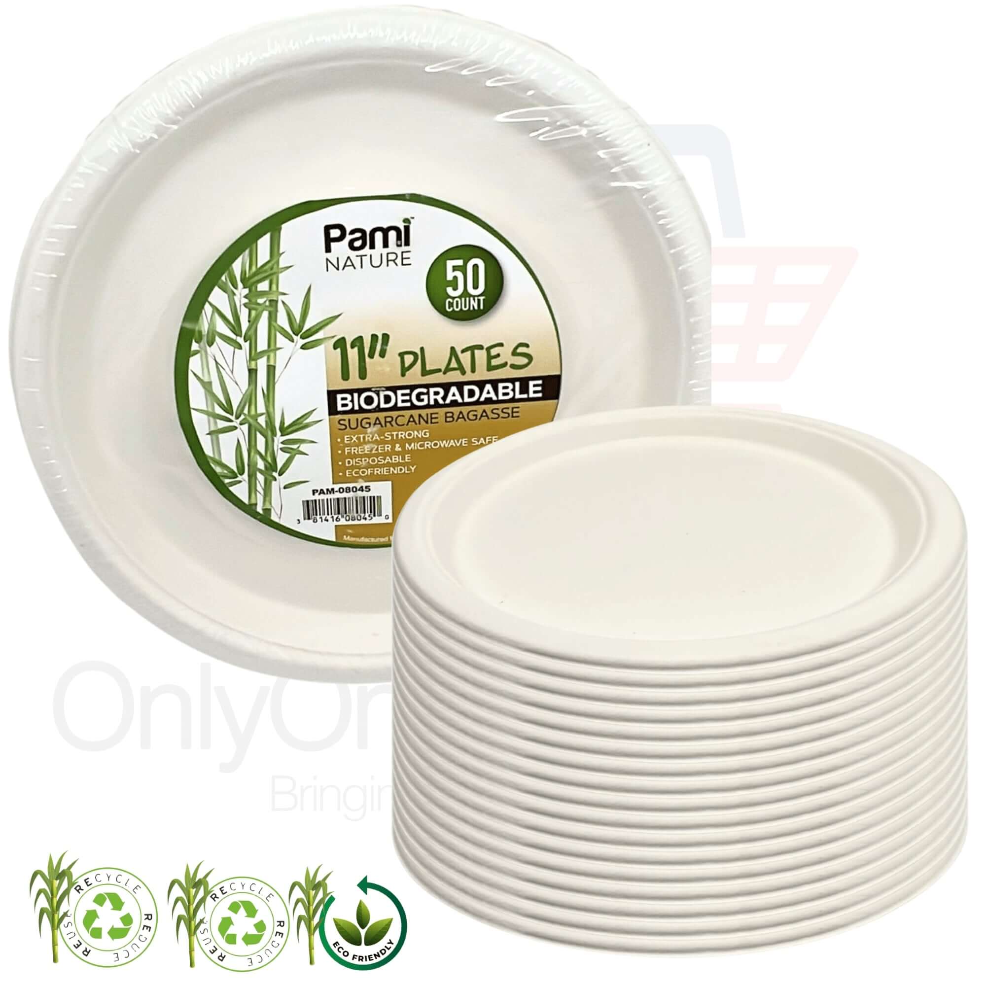 Eco 11″ Biodegradable Compostable Dinner Plates: 50 Pack