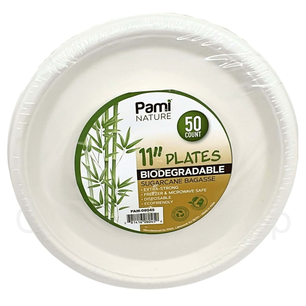 Eco 11″ Biodegradable Compostable Dinner Plates: 50 Pack