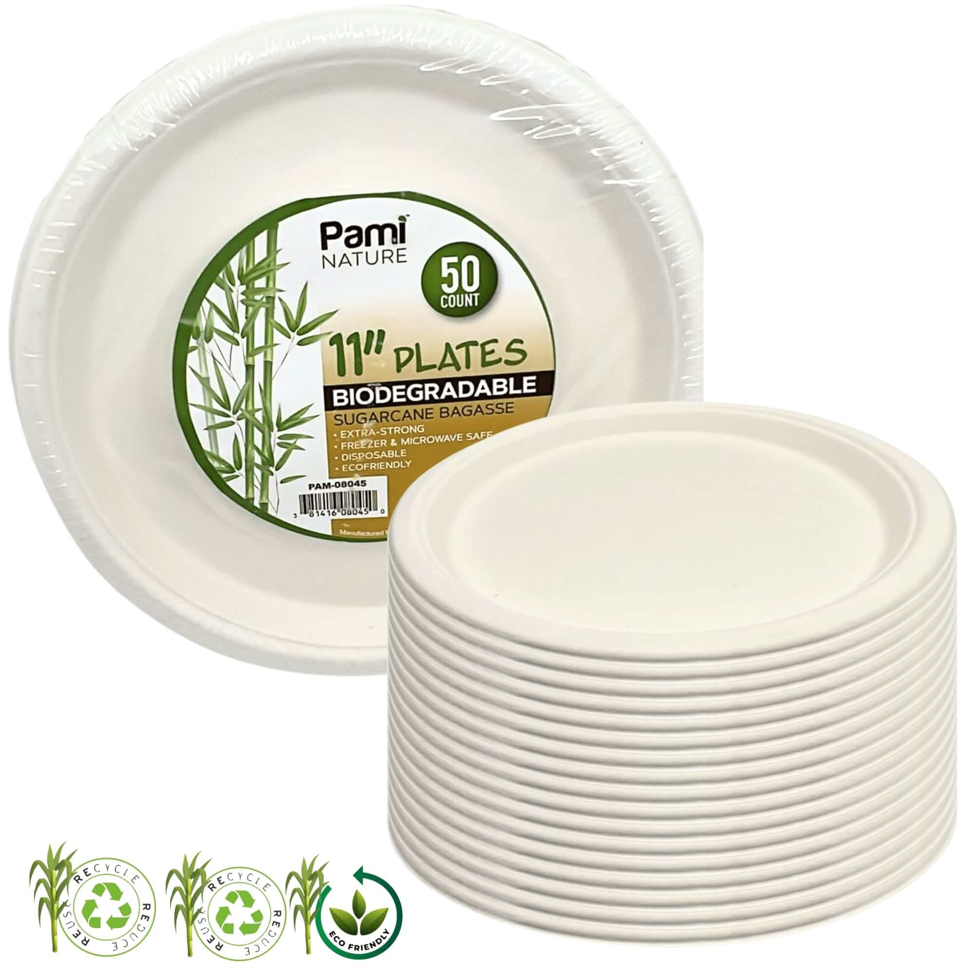 Eco 11″ Biodegradable Compostable Dinner Plates: 50 Pack