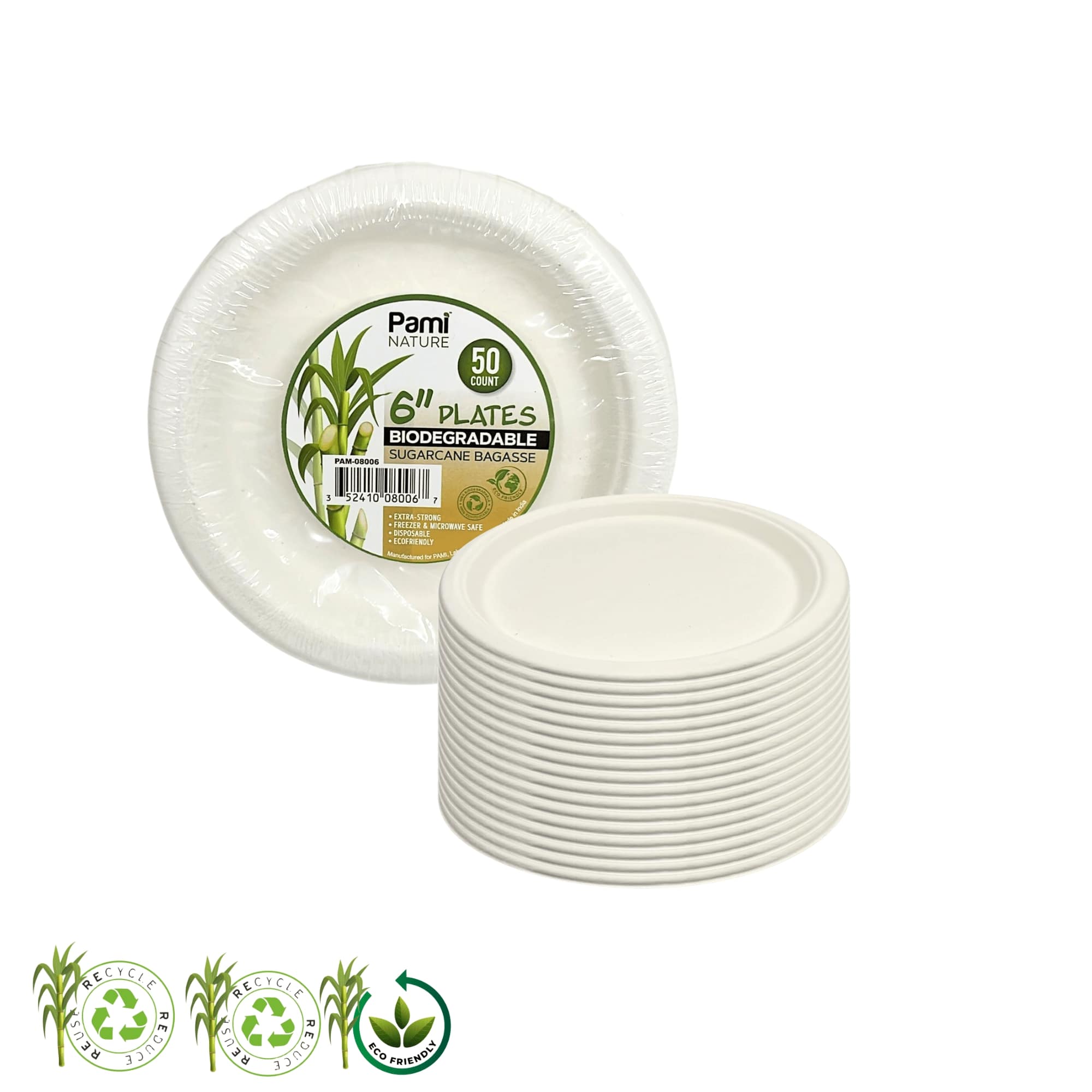 Eco 6″ Biodegradable Compostable Dinner Plates: 50 Pack