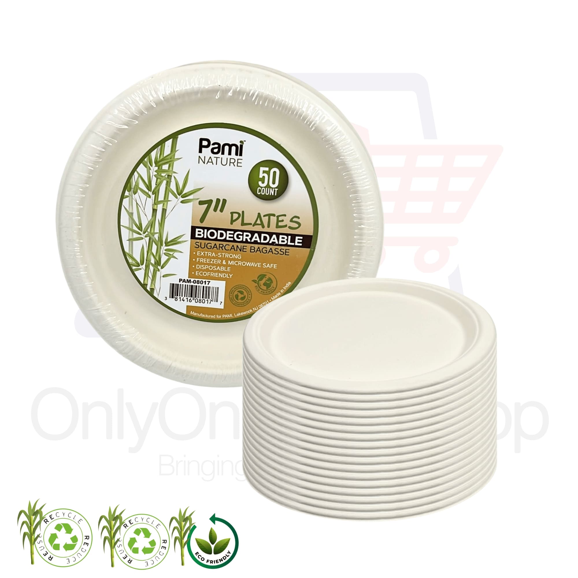 Eco 7″ Biodegradable Compostable Dinner Plates: 50 Pack