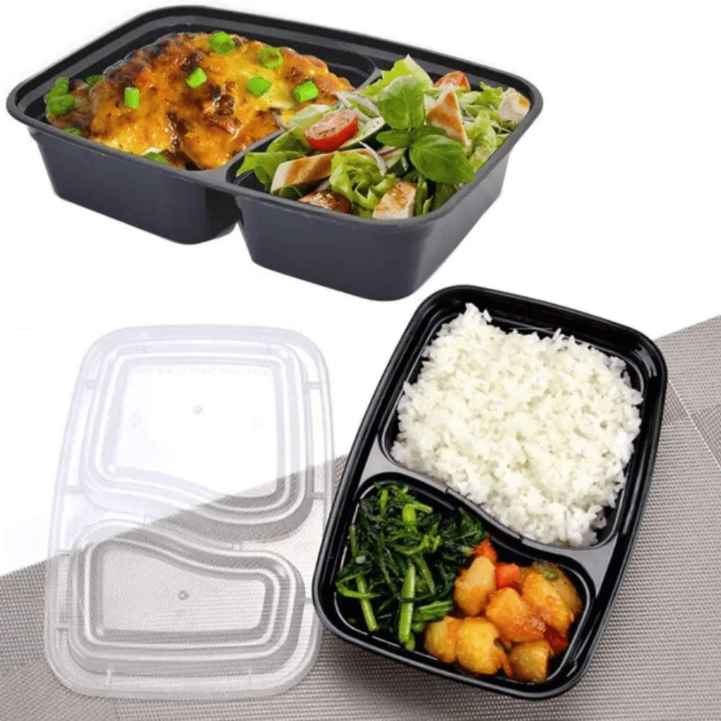 *BUY BULK* 30oz Rectangular 2 Section MealPrep Containers With Clear Lids Plastic