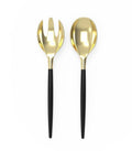 Black/Gold Disposable Plastic Serving Forks/Spoons 2 piece Set