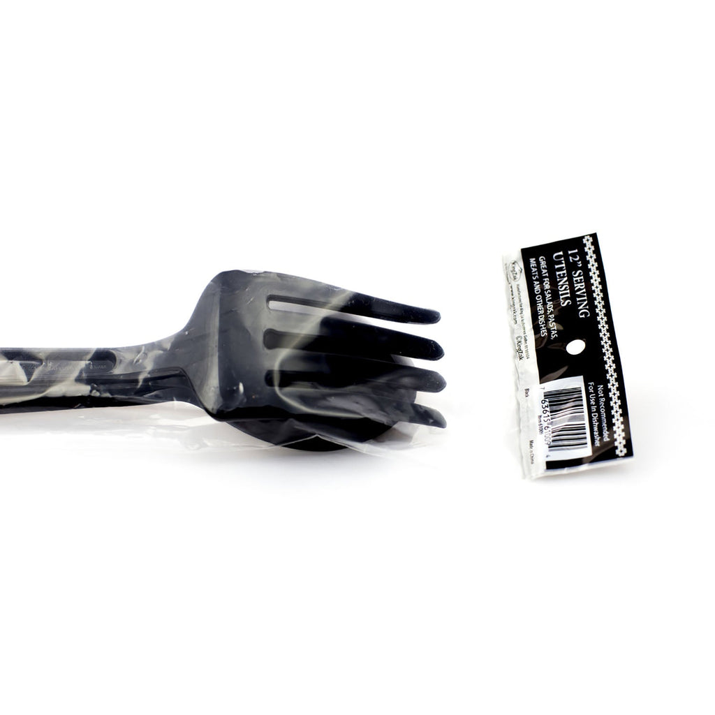 12" Black heavy weight plastic serving fork