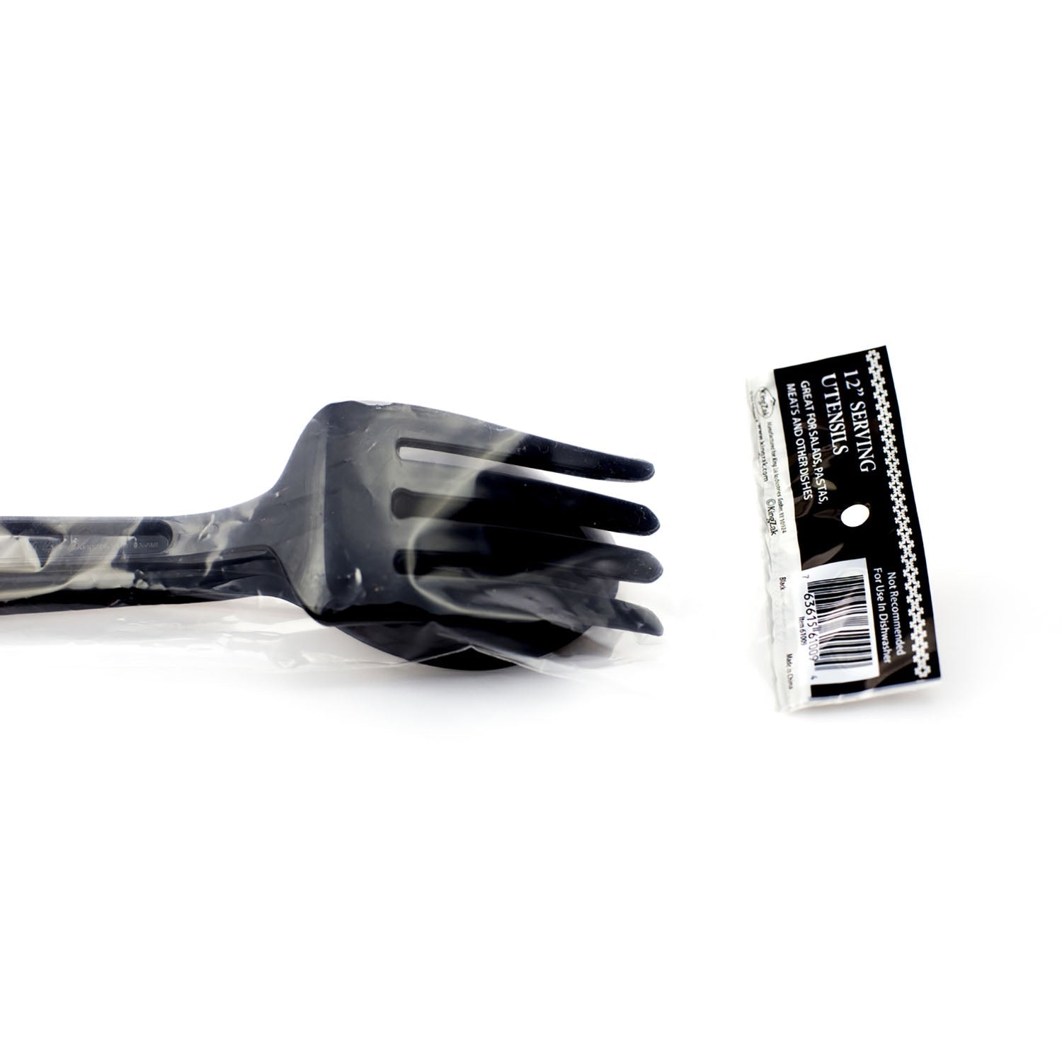 12" Black heavy weight plastic serving fork