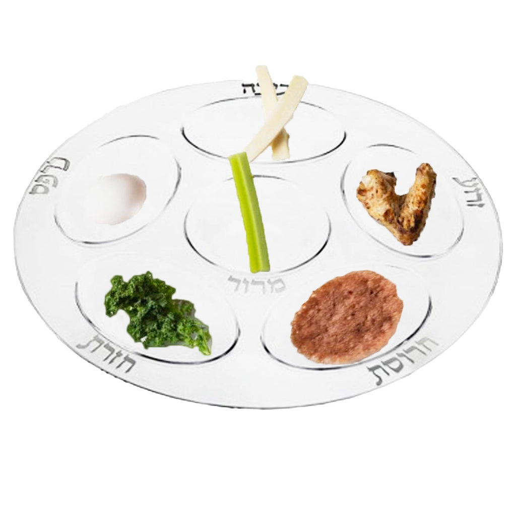 Seder Plate White & Silver Plastic Platter Extra Strong Quality