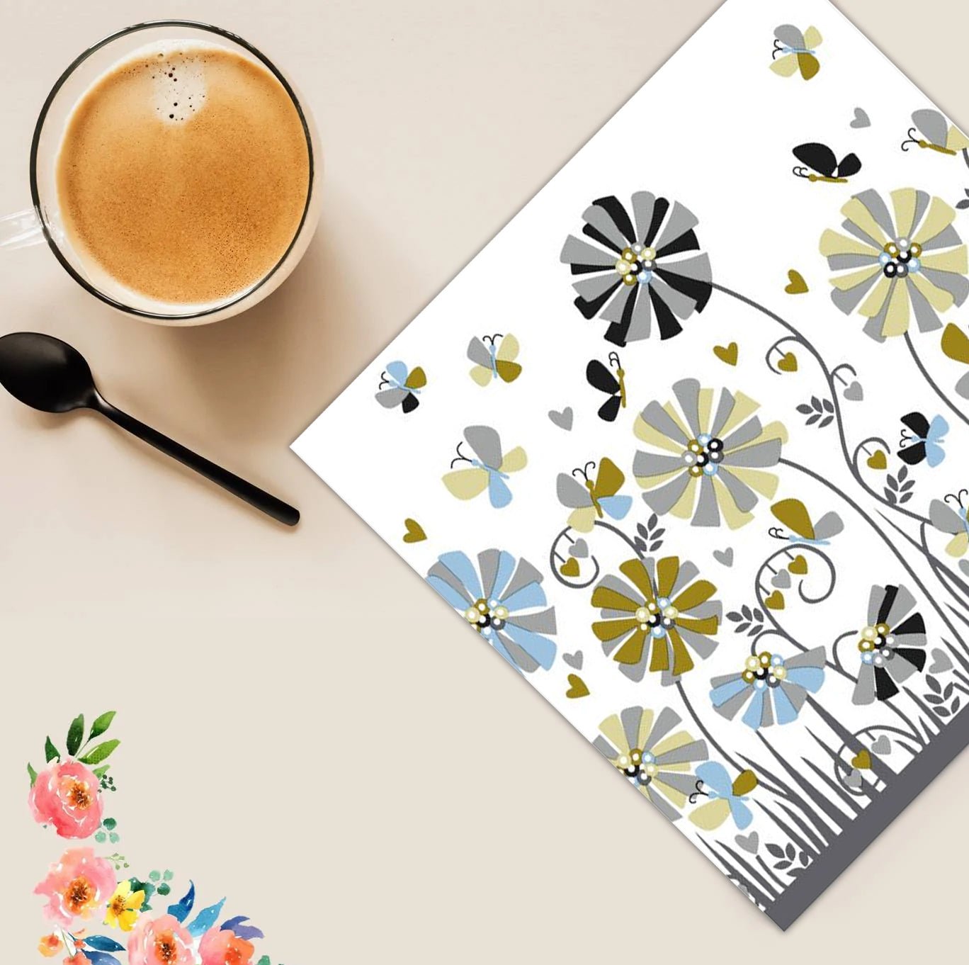 Butterfly Love Disposable Lunch Paper Napkins 20 Pack