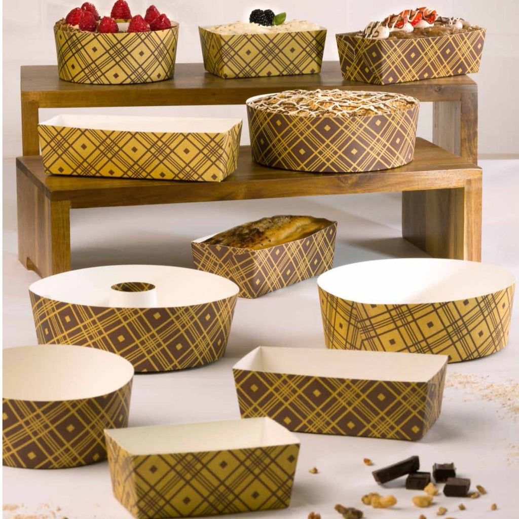 6.5"x2.25" Paper Plaid Tube Round Loaf Pans - 4 pack