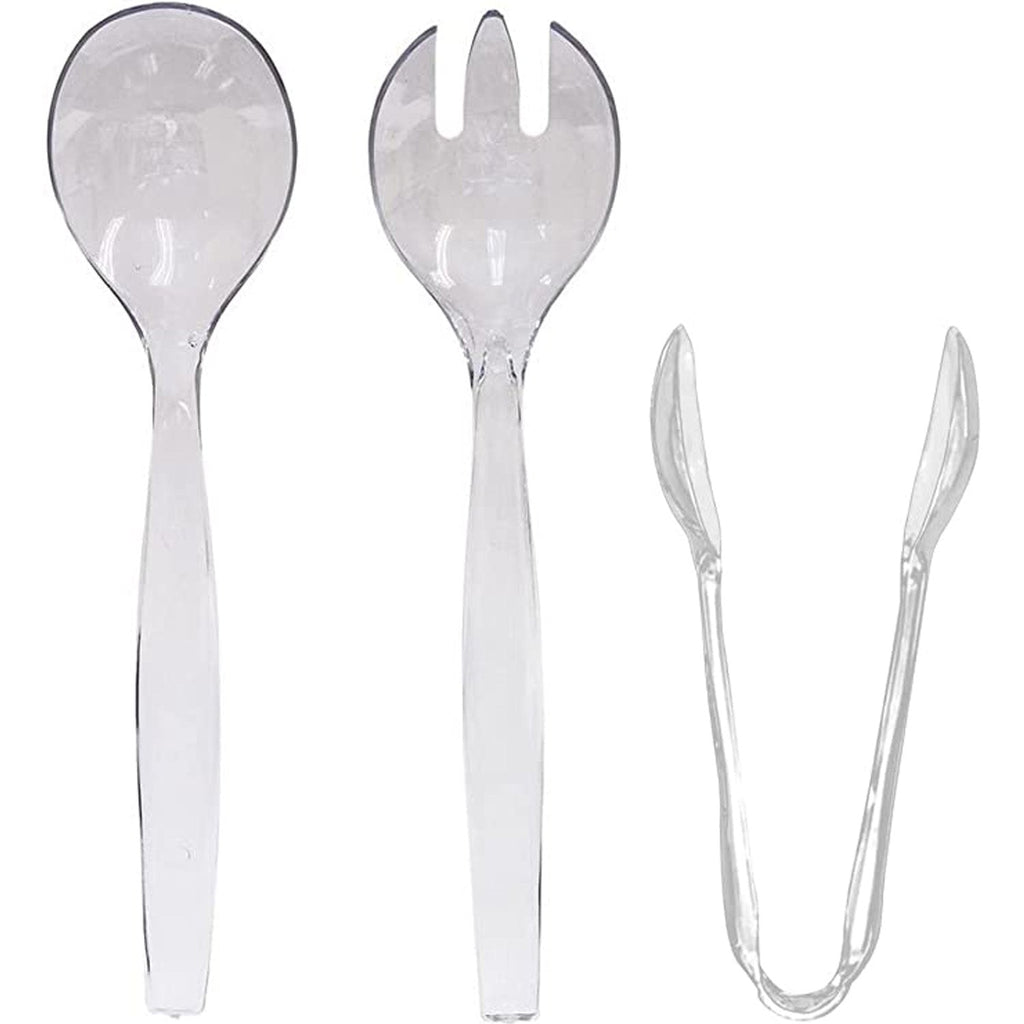 Plastic Serving Utensils, Heavy Duty Clear Disposable Utensils 18 Piece Set Disposable Cutlery Set Vezee 18 Piece