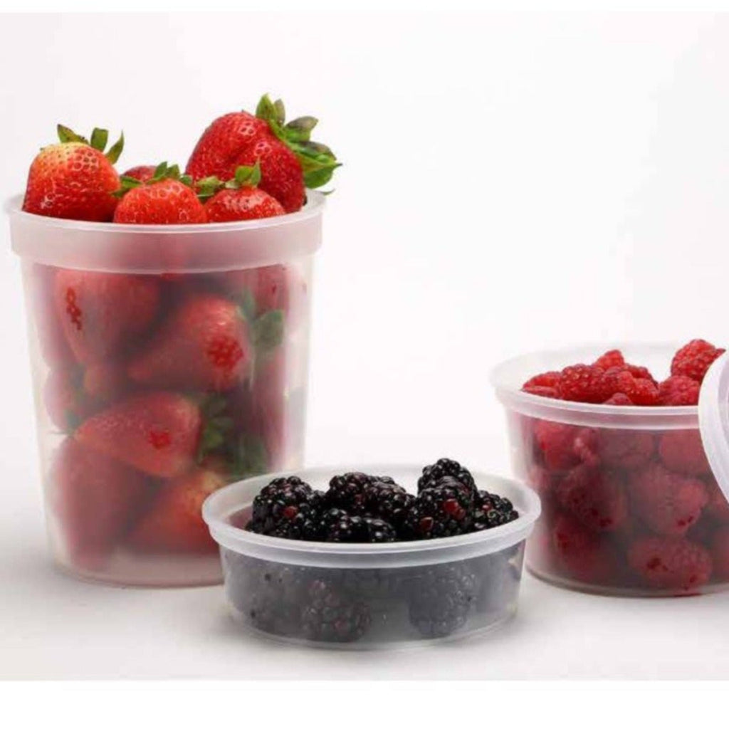 24oz Round Container with Lid Extra Strong Quality Plastic