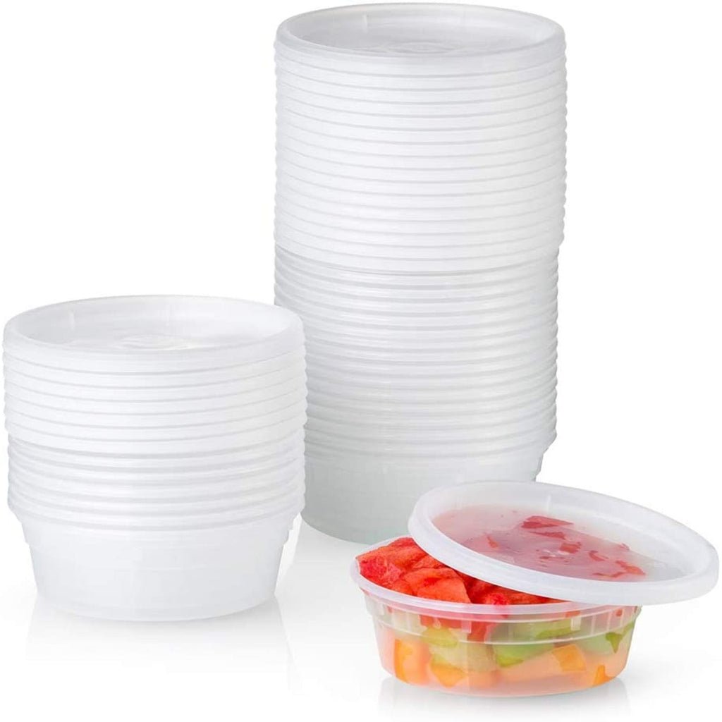 *BUY BULK* 8oz Containers with Lids Heavy Duty Plastic Deli Food Storage Food Storage & Serving VeZee 24