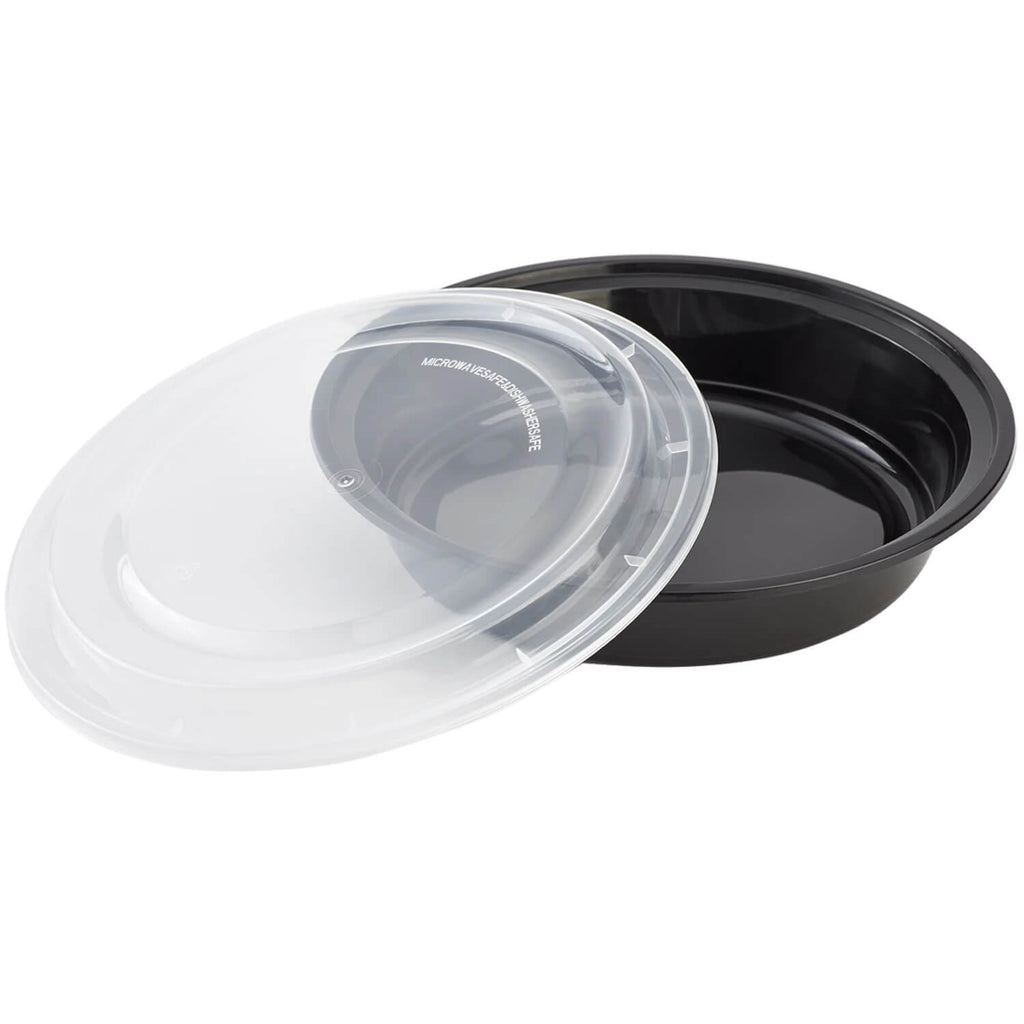 48oz. Round Meal Prep/ Bento Box Containers with Clear Lids Disposable Plastic