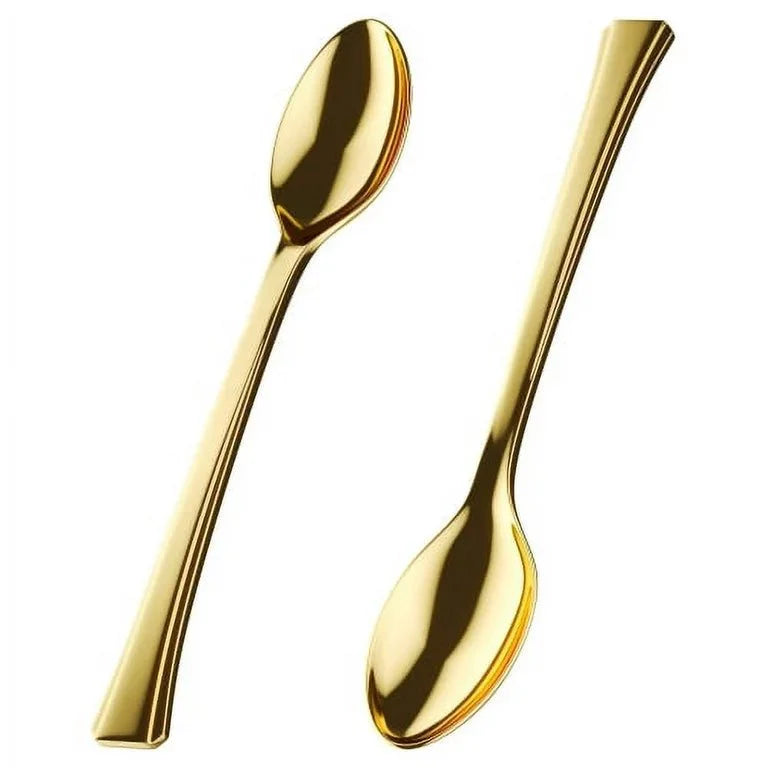 4" Gold Mini Plastic Spoons 24 Pack
