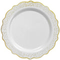 Confetti 9.5" Plastic Plate White Gold 10 Pack