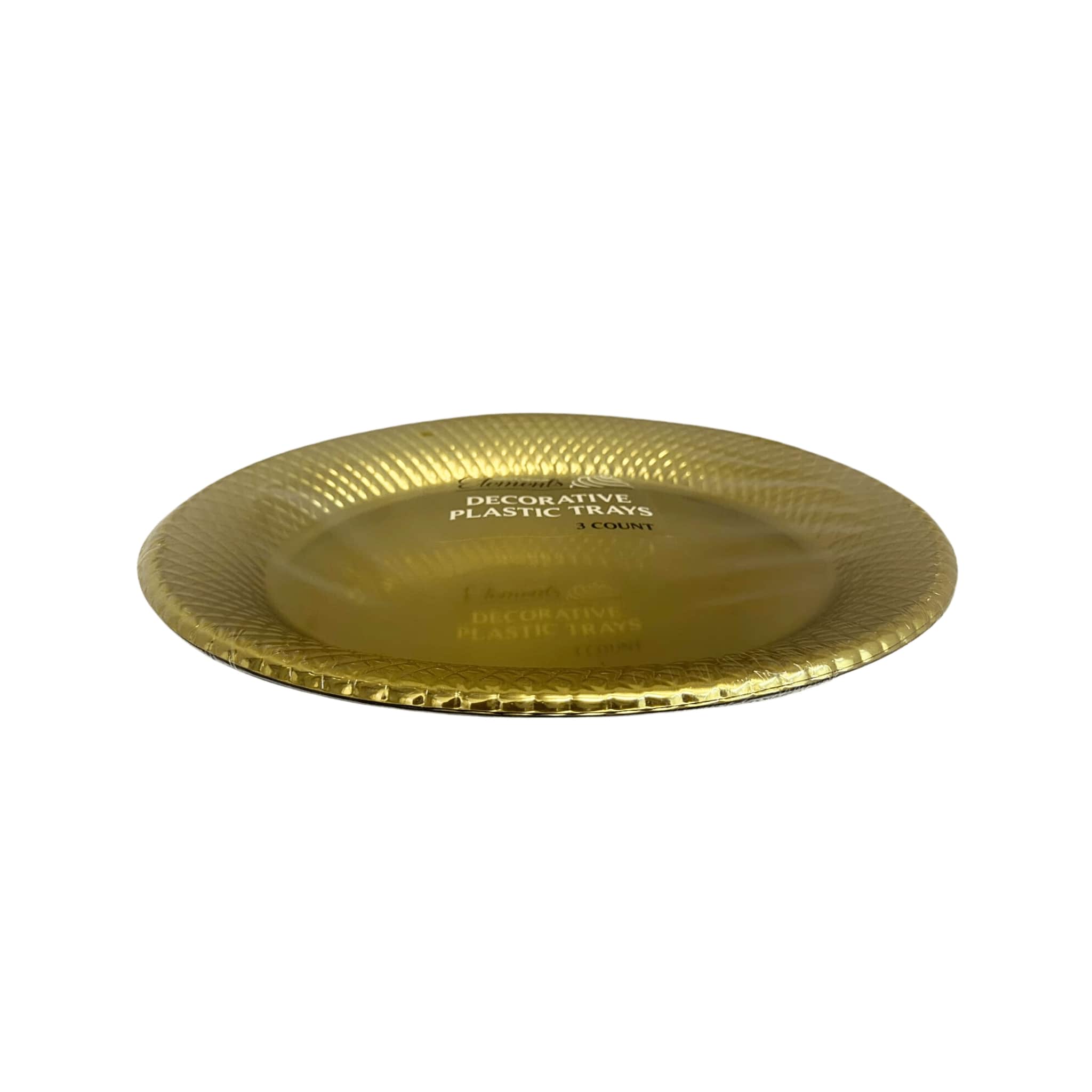 17.75X12.75 Gold Oval Metallic Serving Disposable Plastic Tray