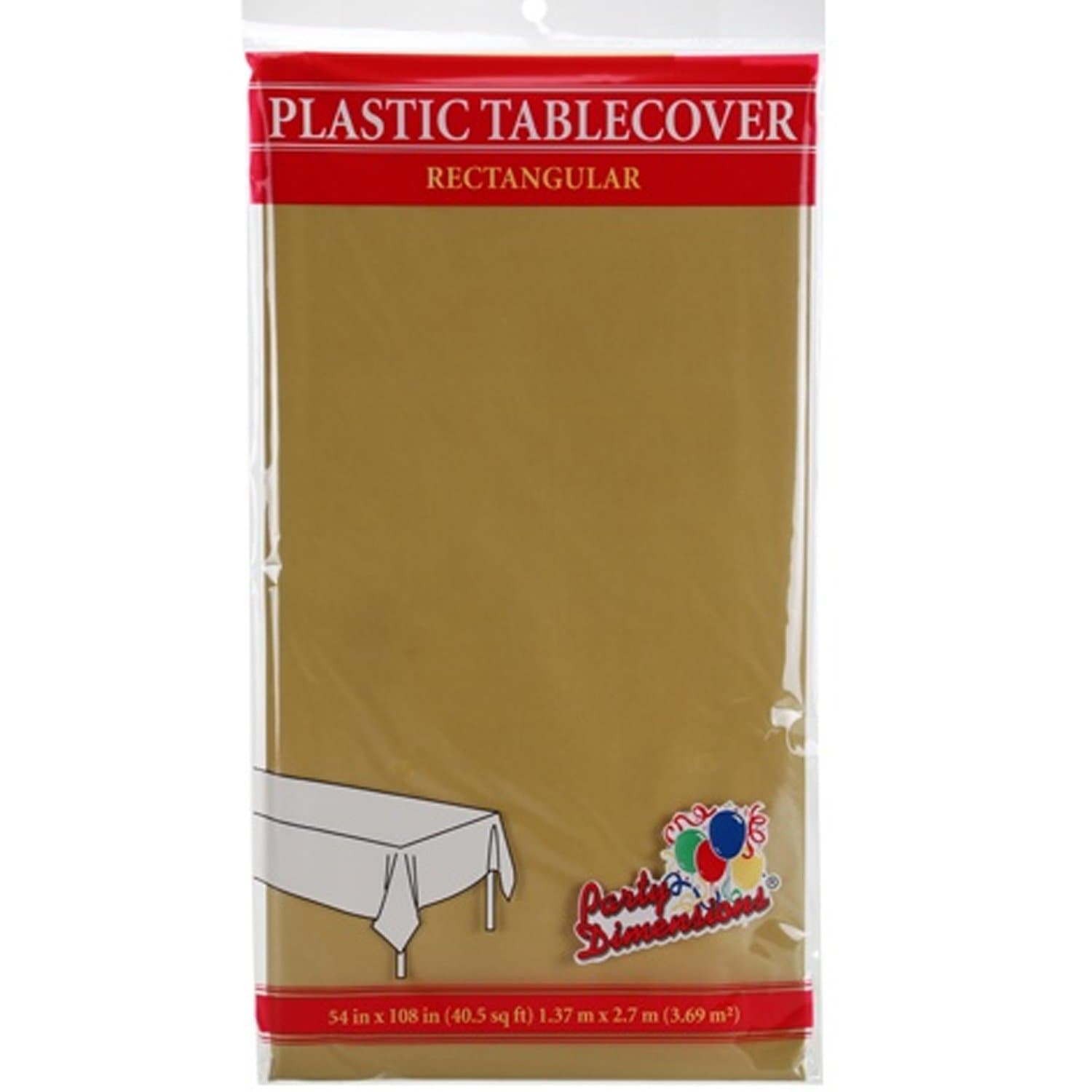 54'' X 108'' Gold Rectangular Tablecover Plastic