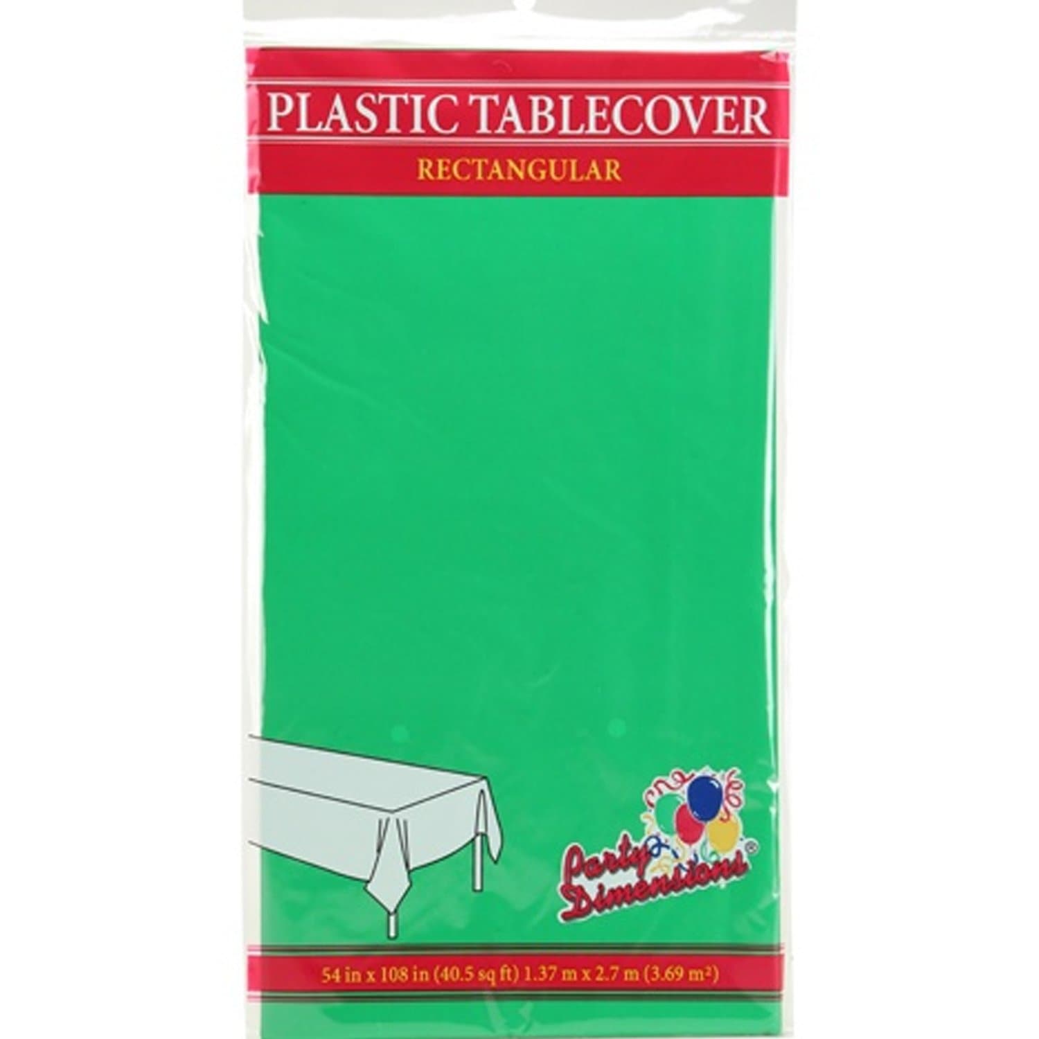54'' X 108'' Green Rectangular Tablecover Plastic