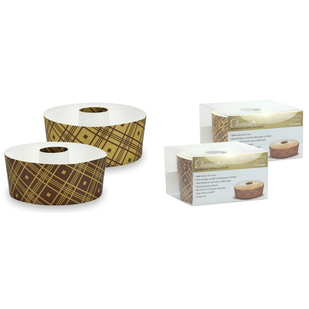 5"x2.25" Paper Plaid Tube Round Loaf Pans 4 pack