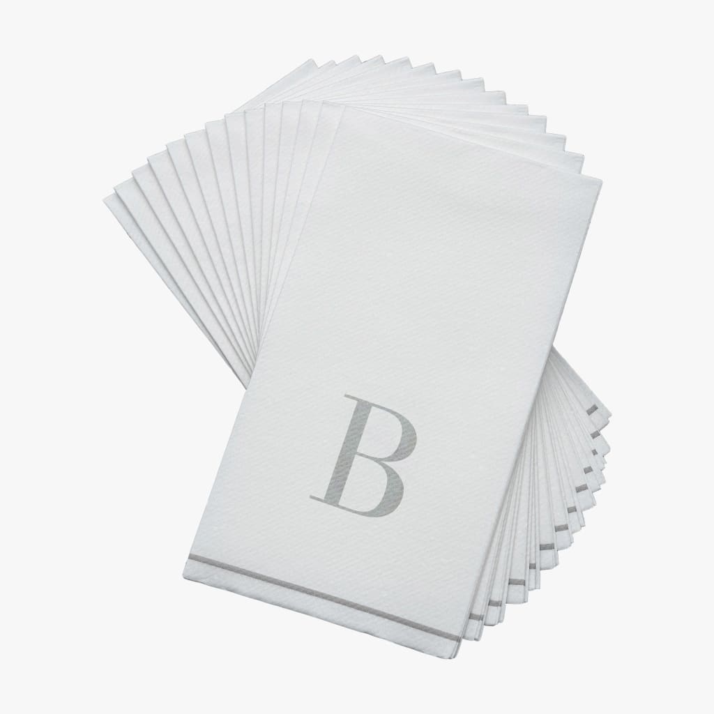 Letter B Silver Monogram Paper Dinner Napkins  14 Pack