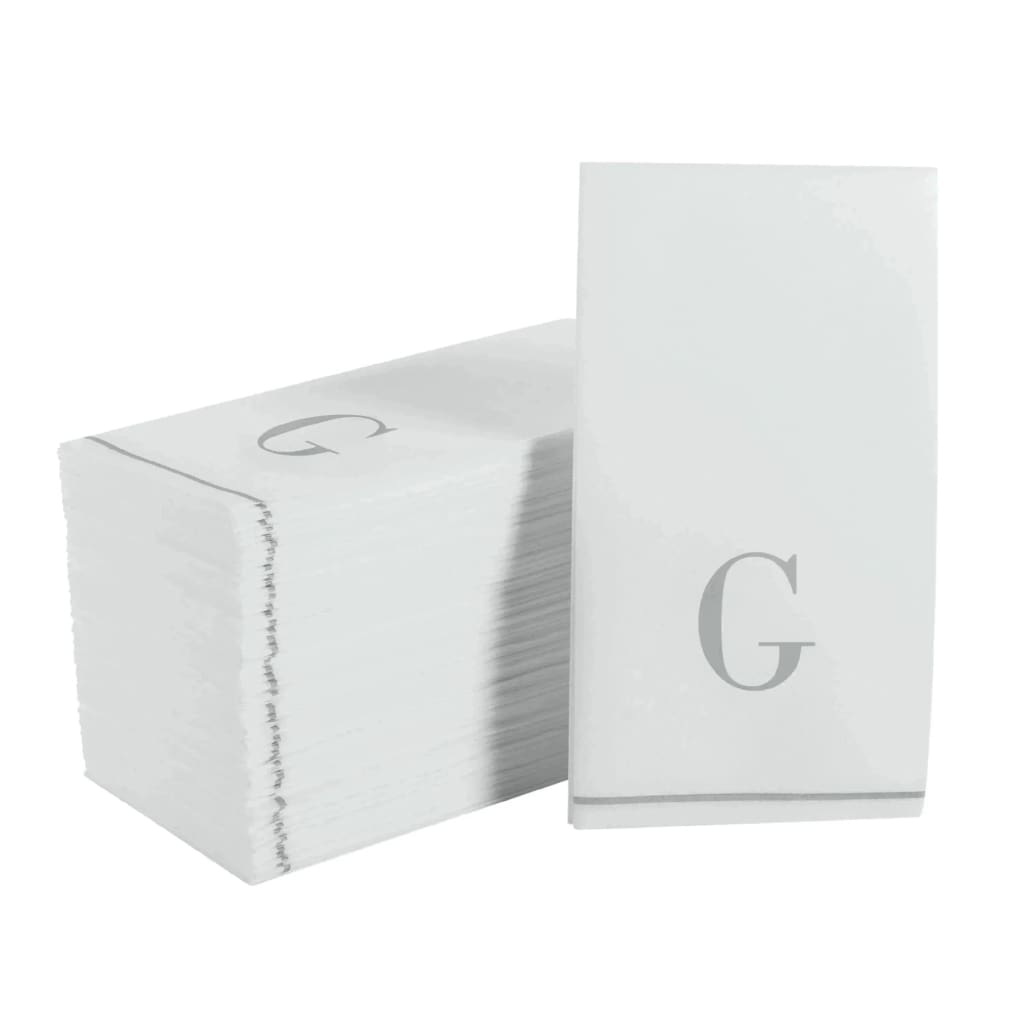 Letter G Silver Monogram Paper Dinner Napkins 14 Pack