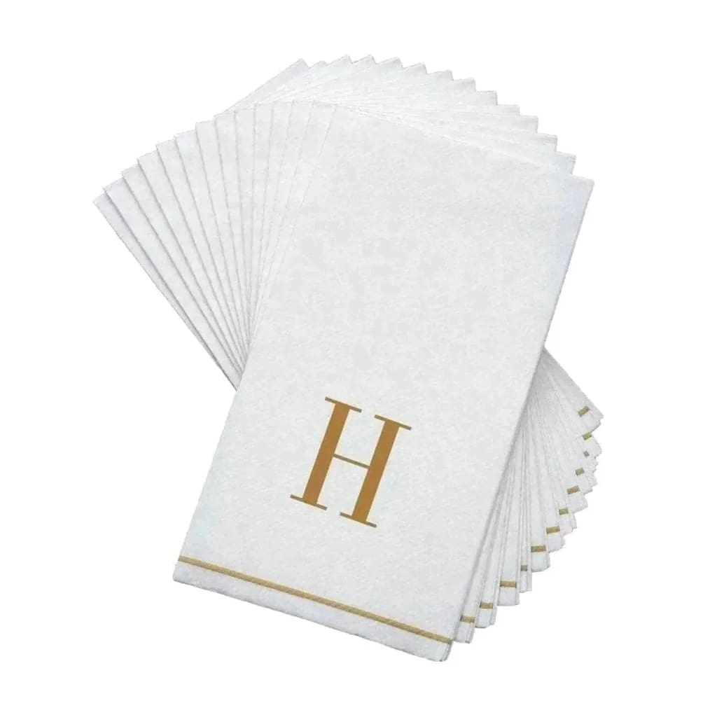 Letter H Gold Monogram Paper Dinner Napkins 14 Pack