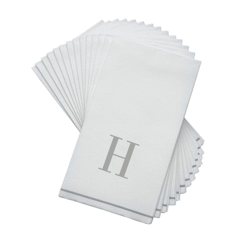Letter H Silver Monogram Paper Dinner Napkins  14 Pack