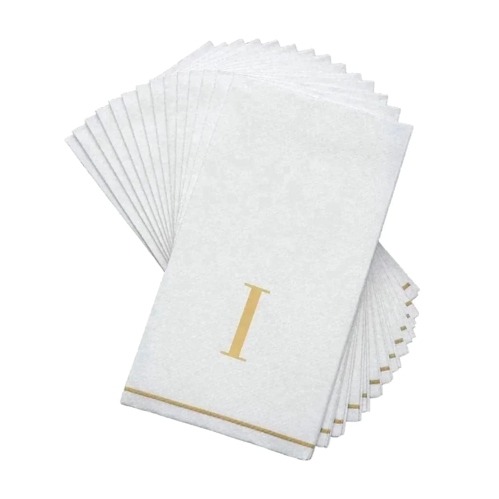 Letter I Gold Monogram Paper Dinner Napkins  14 Pack