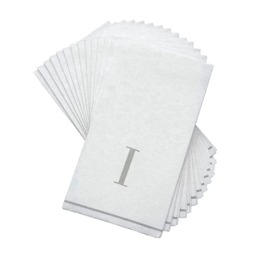 Letter I Silver Monogram Paper Dinner Napkins 14 Pack