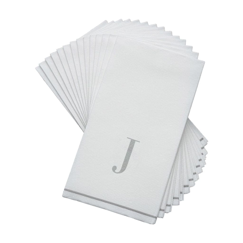 Letter J Silver Monogram Paper Dinner Napkins 14 Pack